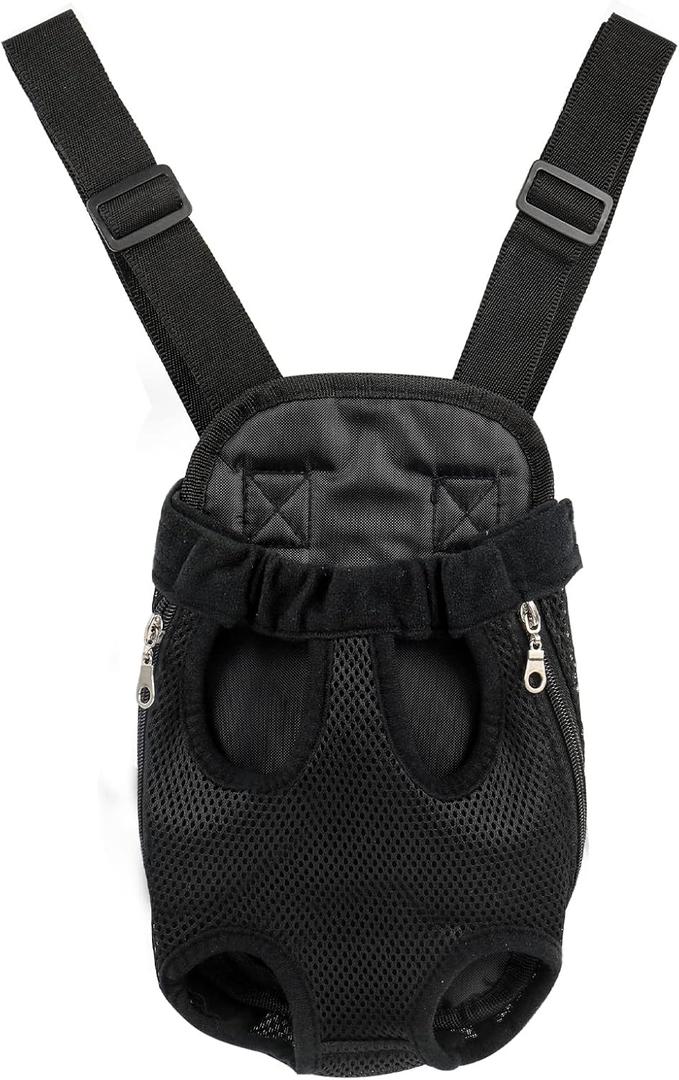 Adjustable Pet Carrier Backpack - Dog, Puppy & Cat Carrier for Travel, Hiking & Car - Front Carrier & Backpack in One (Black)