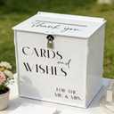 White Acrylic Card Box with Slot & Lock, Elegant Wedding Card Boxes for Reception, Large Money Envelope Gift Card Box for Party Wedding Birthday Engagement Anniversary Stylish Table Decor