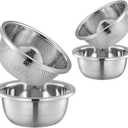 4-Piece Stainless Steel Mixing Bowls and Microporous Colanders Set, 3QT & 5QT Nesting Bowls with Fine Drain Strainers for Washing Rice, Fruits, Vegetables, Pasta, and More
