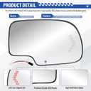 BJSIA Passenger Side Heated Mirror Glass Replacement Fis 2003-2007 Chevy Silverado, Avalanche, Suburban, Tahoe, GMC Sierra, Yukon, Cadillac Escalade, Exterior Side View Mirror with Turn Signal