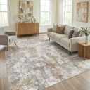 WITSHOCK Area Rugs 8x10 Living Room Rug - Washable Neutral Soft Low Pile Non-Slip Modern Abstract Thin Large Indoor Carpet for Bedroom Dining Room Nursery Office - Light Brown Grey