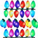 Outus 40 Pcs Christmas Car Magnets Decor Bulk Lights Car Refrigerator Stickers Xmas Reflective Lights Bulb Magnets for Cruise Ship Garage Door Decor (2.8 x 1.4 Inches, Dark Color)