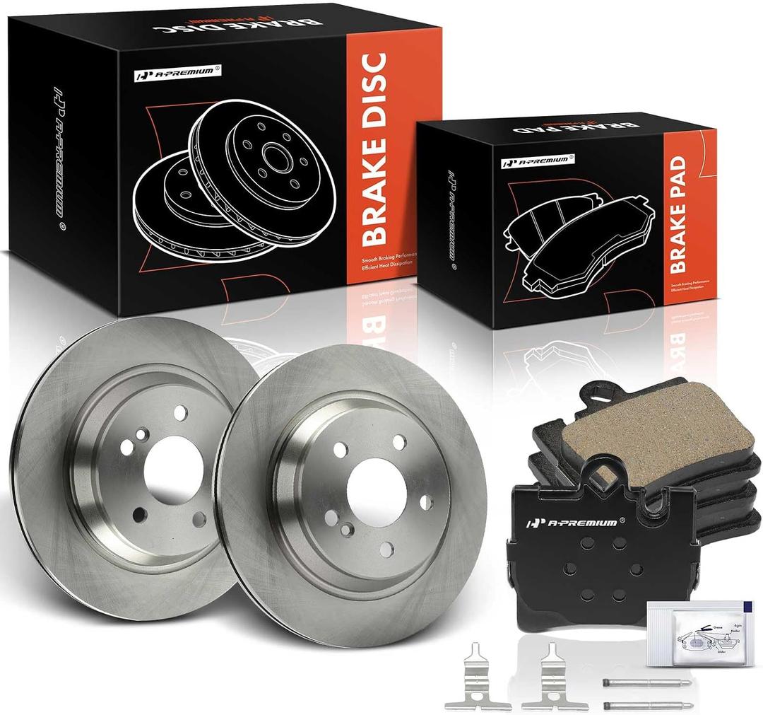 A-Premium 11.81 In (300mm) Rear Vented Brake Rotors and Ceramic Pads Kit | Compatible with Audi, Porsche and Volkswagen Models - Cayenne 2003-2006/2008-2010, Q7 2007-2015, Touareg, 6-Pack