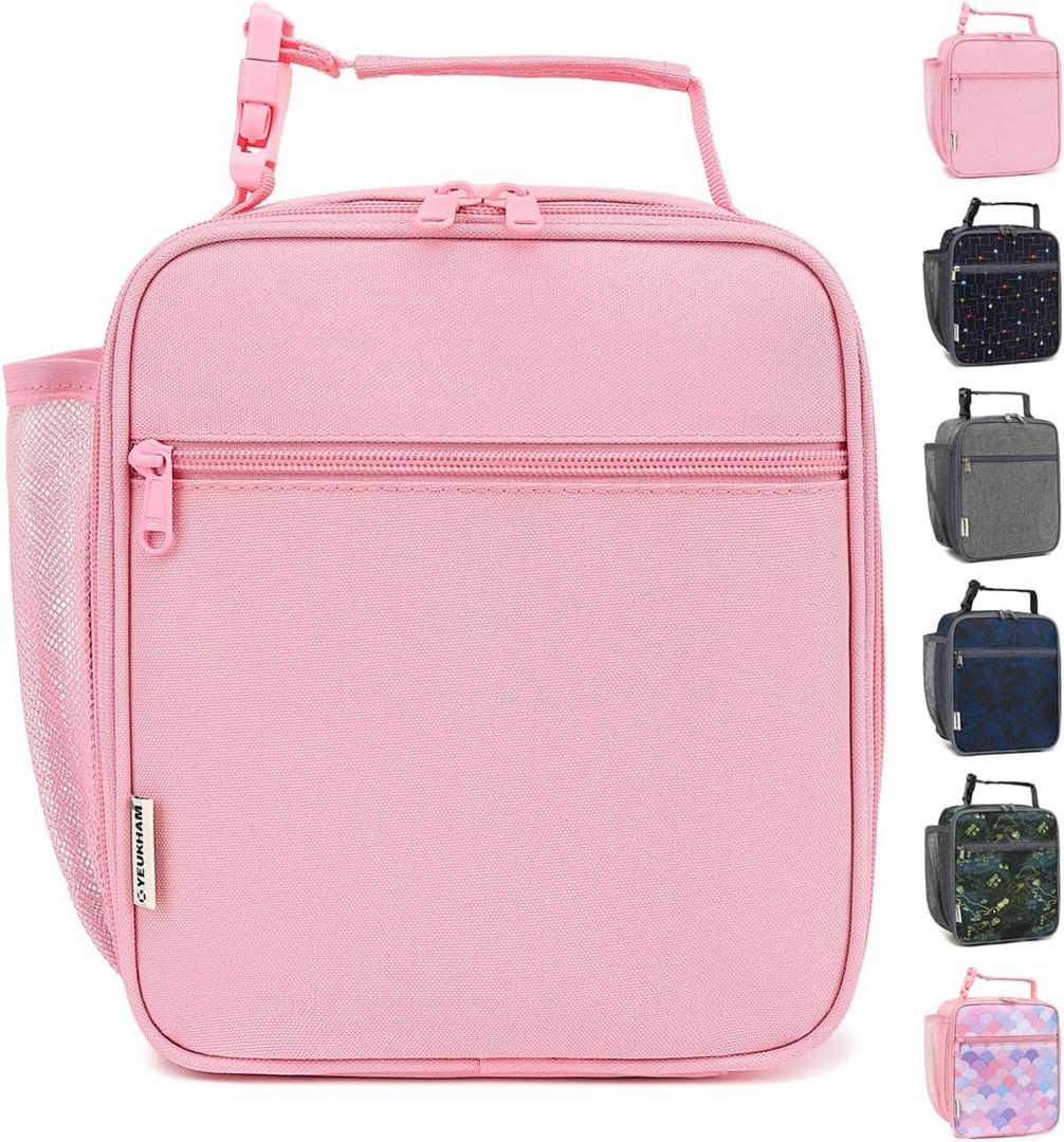 Lunch Box for Kids Boys Girls Men Women, Insulated Small Soft Cooler Lunch Bag Kit for School Work Picnic Travel - Reusable Portable lunchbox, Pink