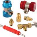 Lichamp A/C R134A Adapters with Puncture 134A Can Tap, AC 134 Quick Coupler Hose Connector Fitting Kit with Tank Adapter and Valve Core Remover, QA02