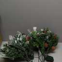 Outdoor Christmas Tree Urn Filler 2 Set, Pre-lit Artificial Flocked Xmas Tree with Cones & Red Berries, Small Christmas Tree with 70 Warm Lights (Frosted Green)