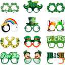 Sumind 24 Pieces St. Patrick's Day Accessories Eyeglasses, Green Lucky Irish Shamrock Leprechaun Paper Glasses Frame Favors Photo Booth Props Decoration for St. Patrick's Day Party Favors Supplies