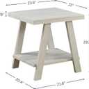 Roundhill Furniture Athens Contemporary Wood Shelf End Table, White, Regular End Table, 1pc, 23.6"D x 22"W x 23.25"H