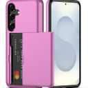 Nvollnoe for Samsung S25 Plus Case with Card Holder Dual Layer Heavy Duty Protective Case Hidden Card Slot Slim Wallet Cover for Samsung S25 Plus 6.7''(Hot Pink)