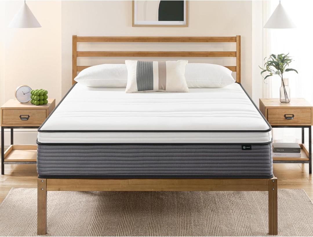 ZINUS 12 Inch True Support Hybrid Mattress [New Version], Queen, Fiberglass Free, Medium Feel, Motion Isolation, Certified Safe Foams & Fabric, Mattress in A Box (White)