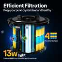 VIVOHOME 2110GPH Auto-Cleaning Pressurized Bio Pond Filter with 13W Light, Timer, Multi-Size Adapters for Koi Ponds up to 1057 Gallons or Ornamental Ponds up to 2113 Gallons