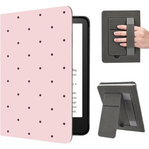 for Basic Kindle 11th Generation Case 6 Inch 2024/2022 Release Cute Polka Dot Pink Classic Vintage Aesthetic Design Soft PU Leather Cover with Auto Sleep Wake, Stand & Hand Strap,