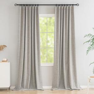 Novecozy 100% Blackout Curtains 84 Inches Length Long, Linen Thermal Insulated Curtains & Drapes for Bedroom/ Living Room, Rod Pocket/ Back Tab/ Hook Belt/ Ring Clips(2 Panels, W50 x L84)