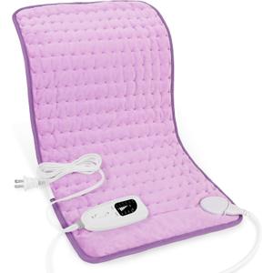 Deepsoon Heating Pad,Electric Heating Pads for Back,Neck,Moist Heating Pad for Abdomen Shoulder Knee Legs,Dry/Moist Heat&Auto Shut Off,Mother's Day Birthday for Men and Women,Light Purple,24x12 Inch