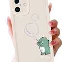 Cute Dinosaur Phone Case for iPhone 17 6.3",Kawaii Bubble Cartoon Cases Funny Design Pattern Cover for Girls Kids Boys,Beige Soft Shockproof Lens Protection Funda for iPhone 17 6.3"