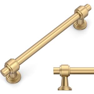 Amerdeco 10 Pack Champagne Bronze Cabinet Pulls 5 Inch(128mm) Hole Center Drawer Pulls Cabinet Hardware Kitchen Cabinet Handles for Bathroom Dresser Pulls ZH0069