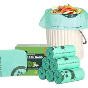 AYOTEE 150 Count Compostable Trash Bags 1.2 Gallon Small Trash Bags, Small Compost Bags for Countertop Bin, Unscented Biodegradable Trash Bags Small Garbage Bags for Bathroom Home Kitchen Office