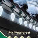 C9 LED Christmas Lights Outdoor with 100 Spring Clips, 65FT 100 LED C9 String Lights Waterproof Connectable for Roofline Patio House Yard Windows Indoor Outdoor Christmas Decorations, White 2 Pack