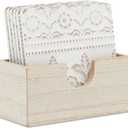 Juvale Set of 6 White Wooden Coasters with Holder for Drinks, Coffee Table, and Floral Farmhouse Decor (3.8 Inches) - Coasters Set