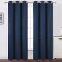 LEMOMO Blackout Curtains 42 x 84 inch/Navy Curtains Set of 2 Panels/Thermal Insulated Room Darkening Bedroom Curtains