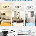 VOLISUN Low Profile Ceiling Fan with Lights and Remote, 23.6in Bladeless Ceiling Fans with Light Flush Mount, Dimmable Modern LED Fan Light, Black Fandelier Ceiling Fans for Bedroom,Living Room