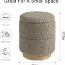 Get Set Style Round Ottoman with Storage, Modern Boucle Ottoman Upholstered Foot Stools with Wood Base, Vanity Stool Chair, Footrest Stool Extra Seat for Living Room Bedroom Entryway (Taupe), Onesize, 14.6"D x 14.6"W x 17.7"H