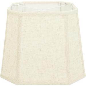 Beige Square Cut Corner Lamp Shade - 1 Pack, 9.45" x 12" x 9.45" Medium Natural Linen Lampshade for Table Lamp, Rectangular Spider Fitter Lamp Shade Replacement, Easy Assembly Required