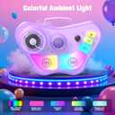 Stand Karaoke Machine for Kids, Singing Toys Gifts for 3 4 5 6 7 8 Year Old Girls Boys, Rechargeable Kid Microphone Bluetooth Speaker with 2 Wireless Mic for Girl Age 4-6 Toddler Birthday Party Toy