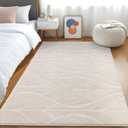 SHACOS Soft Area Rug for Bedroom 4x6 Beige, Washable Non Slip Indoor Rug for Entryway, Fluffy Rugs Carpet for Living Room Kids Nursery Room, Home Decor Aesthetic - Leaf Pattern Design