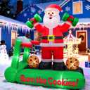 7FT Christmas Inflatable Santa Decorations, Santa on Treadmill with Dumbbells, Funny Fitness Santa Outdoor Blow Up Yard Decoration with Built-in LED Lights for Holiday Garden, Lawn, Patio