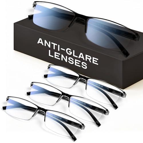 Gaoye Executive Style Reading Glasses Men - Durable Readers with Blue Light Filtering- Comfortable Fit with TR90 Frames