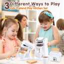 Play Kitchen Appliances Toys, Kids Kitchen Playset Accessories, Pretend Play Toy Sets with Coffee Maker, Mixer, Toaster with Realistic Lights & Sounds, Gifts for Boys Girls Toddlers Ages 3+, White