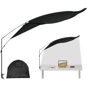 Large Office Cubicle Desk Shade  Blocks Overhead Light, Reduces Eye Strain & Headaches for Light Sensitive Workers, Anti-Glare Canopy, Black