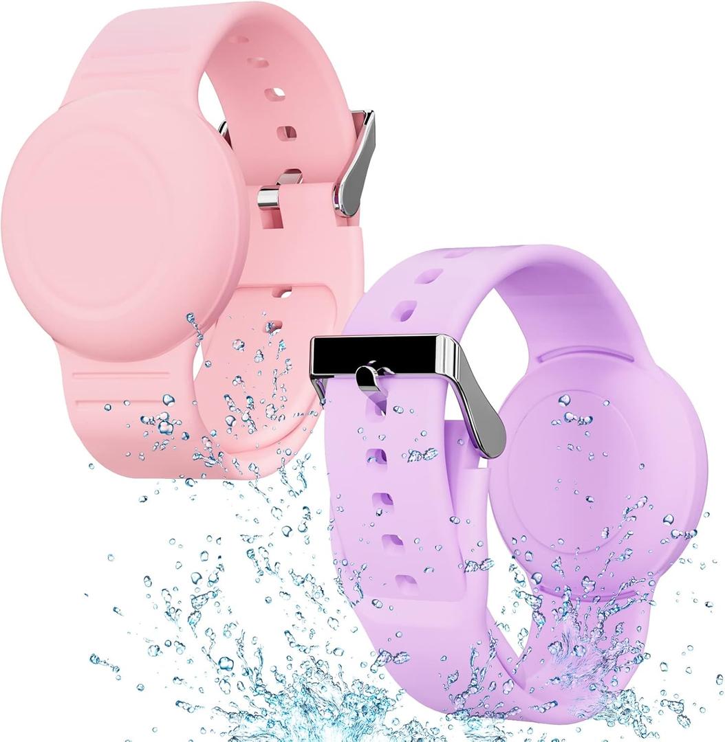 Waterproof Bracelet Compatible with Airtag Case for Kids(2 Pack), Soft Silicone Hidden Wristband, Lightweight GPS Tracker Compatible with Apple Air Tag Watch Band for Child (Purple & Pink) Waterproof Bracelet Compatible with Airtag Case for Kids(2 Pack), Soft Silicone Hidden Wristband, Lightweight GPS Tracker Compatible with Apple Air Tag Watch Band for Child (Purple & Pink)