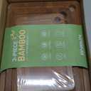 Bamboo Cutting Board for Kitchen, Wooden Cutting Board 3-Piece Set with Non-Slip Mat Deep Juice Groove and Built-In Handles, Wood Cutting Board for Meat Vegetables Fruit Ideal Gift for the Home (Carbonized brown)