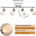 HiBay LED Track Lighting Fixtures, Rotatable 4-Light Ceiling Spot Light, Modern Spotlight with Glass Shade for Living Room Kitchen Dining Room, E12 Base (Bulbs Not Included)