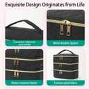 Travel Makeup Bag for Women Three Layer Large Cosmetic Case Water-resistant Toiletry Bag Organizer for Store Toiletries Cosmetic Accessories and Manicure Sets Black