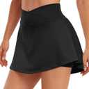 Pleated Tennis Skirt with Pockets Golf Skorts for Woman Athletic Summer Skirts with Shorts Cross Waist (Large)