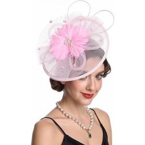 Fascinators Hat Tea Party Vintage Feather Fascinator with a Headband and a Clip for Girls and Women
