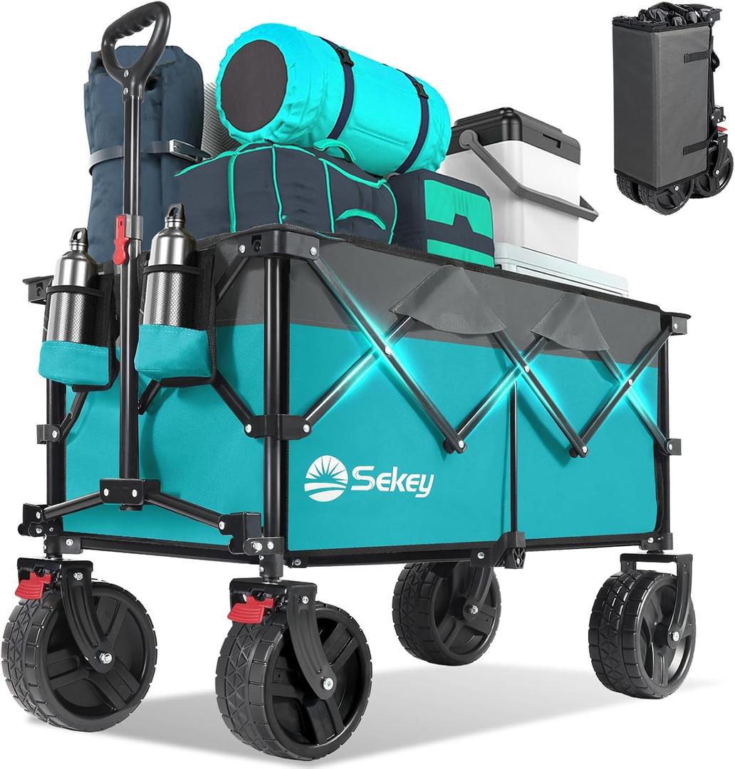 Sekey 220L Beach Wagon, 440 lb Capacity, Foldable, 8 in Wide Wheels