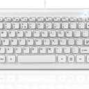 Perixx PERIBOARD-407W US, Wired USB Mini Keyboard with 11 Hot Keys - Glossy White - US English Layout