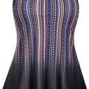 Hanna Nikole Womens Plus Size Tankini Swimsuit Two Piece Bathing Suits Flowy Swim Tops with Boy Shorts (Multicolor Lines) 26 Plus