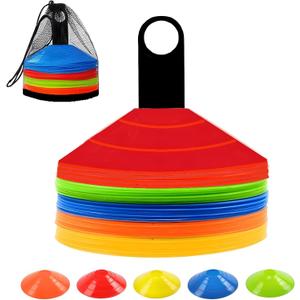 ANSLYQA Soccer Cones (Set of 50), Agility Training Disc Cone with Carry Bag and Holder for Drilling Football Basketball Sports Field Markers,