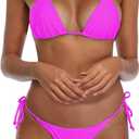 SHERRYLO Thong Bikini Swimsuit for Women Black Brazilian String Bikinis Bathing Suit Triangle Top Bathing Suits Swimsuits (Medium, Fuchsia)