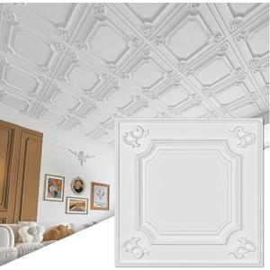 Art3d Drop Ceiling Tiles 24x24 in White (12-Pack, 48 Sq.ft), Wainscoting Panels Glue Up 2x2