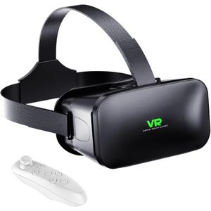 3D VR Headset, Virtual Reality 3D VR Glasses, Anti-Blue Light Adjustable 3D Headset Helmets for iPhone or Android Compatible with 4.5 to 6.7 inch with Controller(Black)