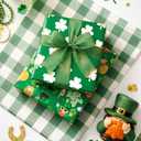 Homeral Green St. Patrick's Wrapping Paper - Mini Roll - 17 Inch x 33 Feet - Saint Patrick, Rainbows, Beer and Lucky Coins & Clover Reversible Gift Wrap for Saint Patrick's Day