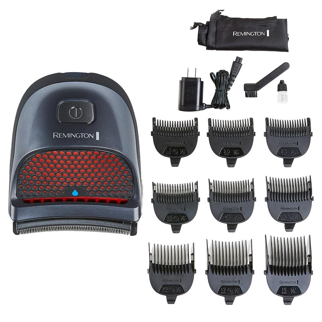 Remington Shortcut Pro Self-Haircut Trimmer Kit, Waterproof Cordless Electric Razor for Head, Beard, and Body, Curved Blades and 9 Trimmer Lengths, Head Shaver, 5-Minute Quick-Charge, 14-Piece Set