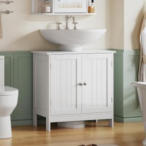 Pedestal Sink Storage Cabinet, Under Sink Cabinet with 2 Doors & Shelf, Under Bathroom Sink Cabinet, Pedestal Sink Storage for Bathroom, White, 11.8"D x 23.6"W x 23.6"H