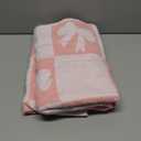 Nahjiiem Pink Bow Blanket Cozy Knitted Bow Checkered Throw for Baby Girls, Reversible Pattern Bows Gift, Coquette Pink Bows Bedding Stuff Decor Blankets, 50x60 Inches